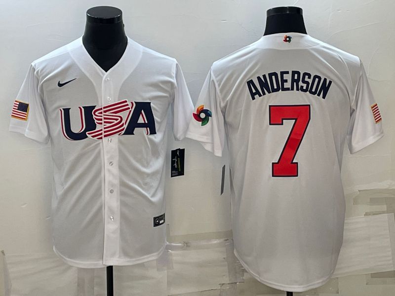 Men 2023 World Cub USA #7 Anderson White Nike MLB Jersey9->more jerseys->MLB Jersey
